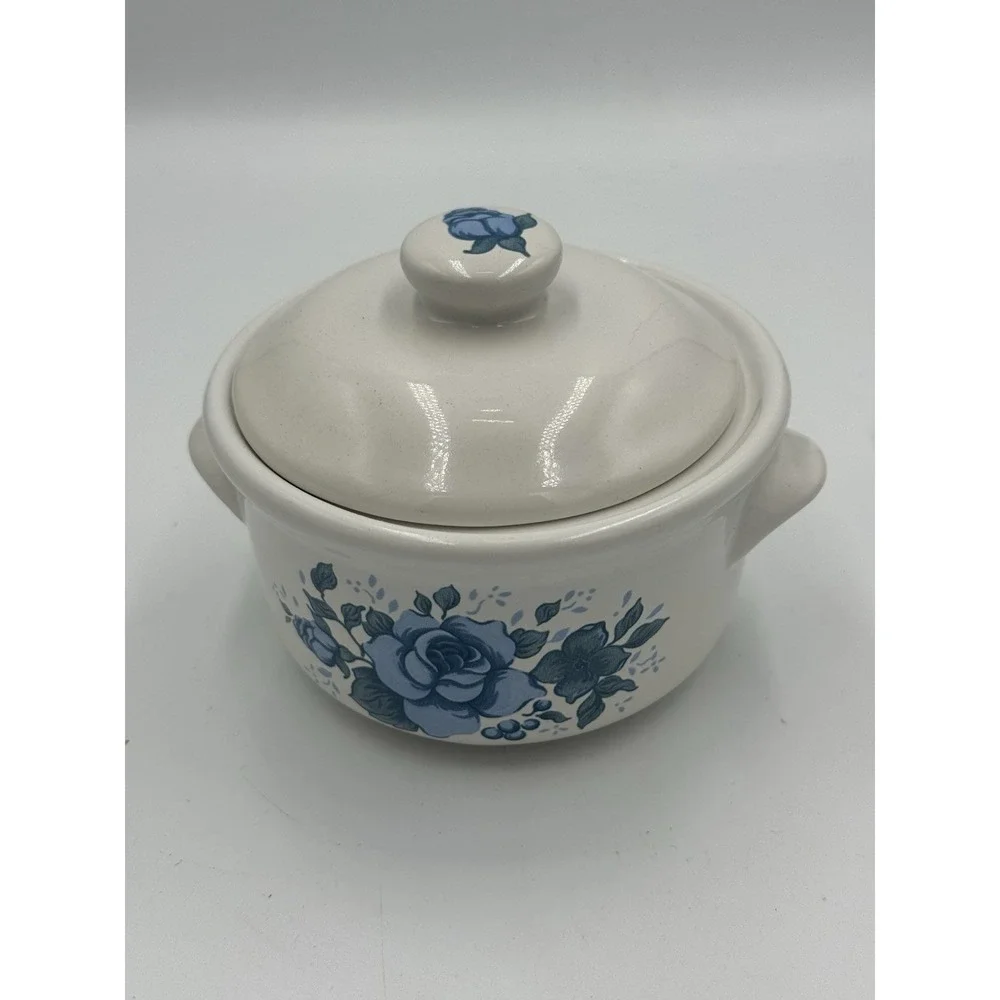 Jay import Company Blue Rose Mini Crockpot/Soup Bowl